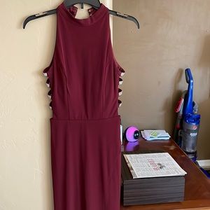 Maroon long prom dress